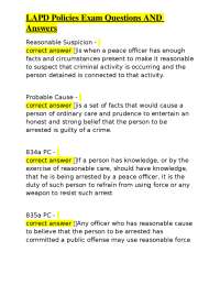 LAPD Policies Exam Q&A: Law Enforcement Study Guide