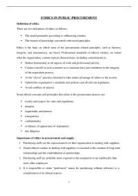 Ethics in Public Procurement: Principles and Practices