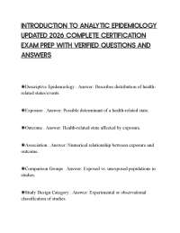 INTRODUCTION TO ANALYTIC EPIDEMIOLOGY UPDATED 2026 COMPLETE CERTIFICATION EXAM PREP WITH V
