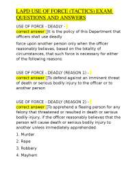 LAPD Use of Force Tactics Exam: Questions and Answers