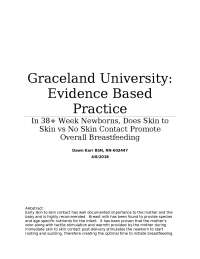 Evidence-Based Practices in Newborn Care: Skin-to-Skin Contact and Breastfeeding