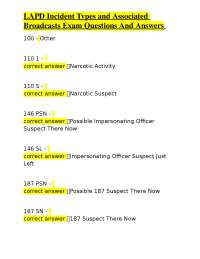 LAPD Incident Types and Broadcasts Exam Questions and Answers