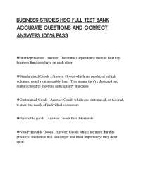 BUSINESS STUDIES HSC FULL TEST BANK ACCURATE QUESTIONS AND CORRECT ANSWERS 100% PASS
