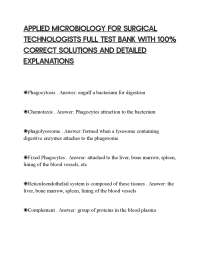 APPLIED MICROBIOLOGY FOR SURGICAL TECHNOLOGISTS FULL TEST BANK WITH 100% CORRECT SOLUTIONS
