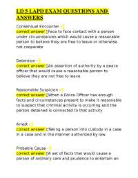 LAPD Exam Questions and Answers: Law Enforcement Concepts