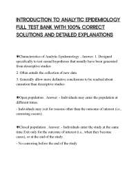 INTRODUCTION TO ANALYTIC EPIDEMIOLOGY FULL TEST BANK WITH 100% CORRECT SOLUTIONS AND DETAI