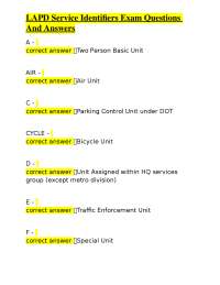 LAPD Service Identifiers Exam: Questions and Answers