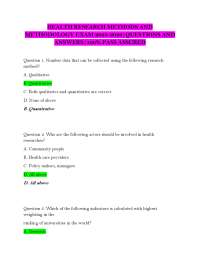 Health Research Methods and Methodology Exam Questions and Answers