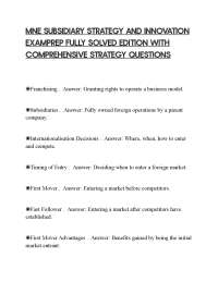 MNE SUBSIDIARY STRATEGY AND INNOVATION EXAMPREP FULLY SOLVED EDITION WITH COMPREHENSIVE ST