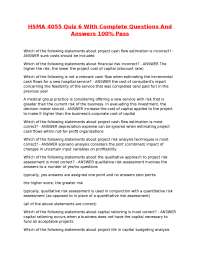 Healthcare Financial Management Quiz 6: Questions and Answers