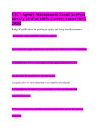 Agency Management Exam: Key Concepts and Verified Answers (2025-2026)