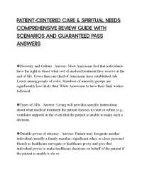 PATIENT-CENTERED CARE & SPIRITUAL NEEDS COMPREHENSIVE REVIEW GUIDE WITH SCENARIOS AND GUAR