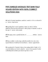 PSYC BUNDLED MODULES STUDY GUIDE ELITE REVIEW WITH COMPREHENSIVE SOLVED QUESTIONS AND DETA