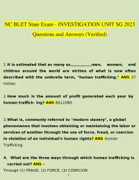 NC BLET State Exam - Investigation Unit SG 2023: Questions and Answers