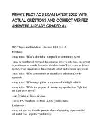 PRIVATE PILOT ACS EXAM LATEST 2026 WITH ACTUAL QUESTIONS AND CORRECT VERIFIED ANSWERS ALRE