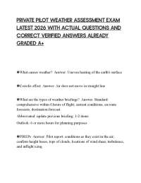 PRIVATE PILOT WEATHER ASSESSMENT EXAM LATEST 2026 WITH ACTUAL QUESTIONS AND CORRECT VERIFI