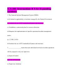 ICS-300 Intermediate ICS Exam Questions and Answers