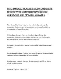 PSYC BUNDLED MODULES EXAM LATEST 2026 WITH ACTUAL QUESTIONS AND VERIFIED CORRECT ANSWERS A