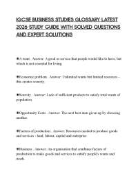 IGCSE BUSINESS STUDIES GLOSSARY LATEST 2026 STUDY GUIDE WITH SOLVED QUESTIONS AND EXPERT S