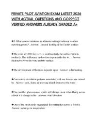 PRIVATE PILOT AVIATION EXAM LATEST 2026 WITH ACTUAL QUESTIONS AND CORRECT VERIFIED ANSWERS