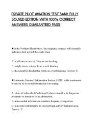 PRIVATE PILOT AVIATION TEST BANK FULLY SOLVED EDITION WITH 100% CORRECT ANSWERS GUARANTEED