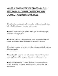 IGCSE BUSINESS STUDIES GLOSSARY FULL TEST BANK ACCURATE QUESTIONS AND CORRECT ANSWERS 100%