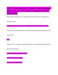2026 - George Access| Actual Exam Questions and Answers| 100% Pass| Complete| 2025-2026