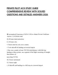 PRIVATE PILOT ACS STUDY GUIDE COMPREHENSIVE REVIEW WITH SOLVED QUESTIONS AND DETAILED ANSW