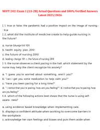 NUFT 202 Exam 1 (1A-2B) – Actual Questions and 100% Verified Answers Latest 2025/2026