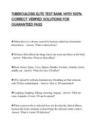 TUBERCULOSIS ELITE TEST BANK WITH 100% CORRECT VERIFIED SOLUTIONS FOR GUARANTEED PASS