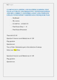 Data Mining and Machine Learning Exam Questions with Answers