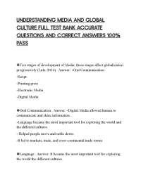 UNDERSTANDING MEDIA AND GLOBAL CULTURE FULL TEST BANK ACCURATE QUESTIONS AND CORRECT ANSWE