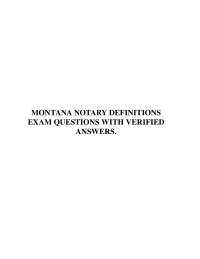Montana Notary Definitions and Exam Questions