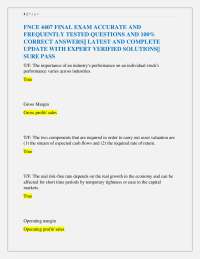 FNCE 4407 Final Exam Q&A: Expert Verified Solutions for Sure Pass