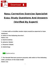 Corrective Exercise Specialist Exam: Study Questions and Answers