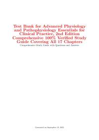 2026/2027 Advanced Physiology and Pathophysiology Test Bank: Comprehensive Study Guide