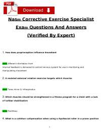 Corrective Exercise Specialist Exam Questions and Answers