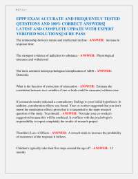 EPPP EXAM ACCURATE AND FREQUENTLY TESTED QUESTIONS AND 100% CORRECT ANSWERS|| LATEST AND