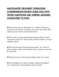 WASTEWATER TREATMENT OPERATIONS COMPREHENSIVE REVIEW GUIDE 2026 WITH TESTED QUESTIONS AND
