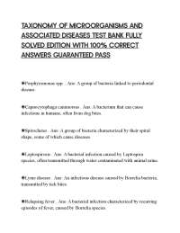 TAXONOMY OF MICROORGANISMS AND ASSOCIATED DISEASES TEST BANK FULLY SOLVED EDITION WITH 100