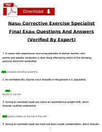 Corrective Exercise Specialist: Final Exam Questions and Answers