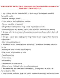NUFT 202 – Actual Exam with Questions and Revised Answers Rated 100% Correct 2025/2026