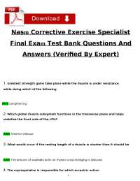Corrective Exercise Specialist Final Exam: Test Bank Q&A