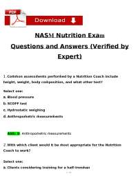 Nutrition Exam Questions and Answers