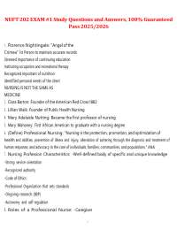 NUFT 202 Nursing Exam #1 Study Questions and Answers