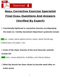Corrective Exercise Specialist Final Exam Questions and Answers