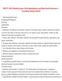 NUFT 202 Final Exam (Set 2) – Questions and Revised Answers Verified 2025/2026