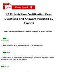 Nutrition Certification Exam: Q&A for Athletes and Dietary Strategies