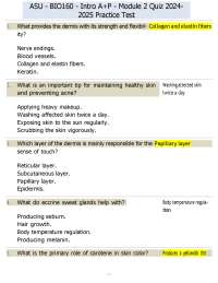 BIO160 Anatomy and Physiology: Module 2 Quiz Practice Test