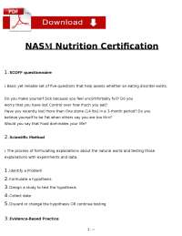 Nutrition and Scientific Research Terminology
